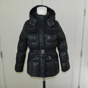 Eddie Pen Piuma Girl’s Winter Black Puffer Belted Goose Down Jacket sz 10 MINT